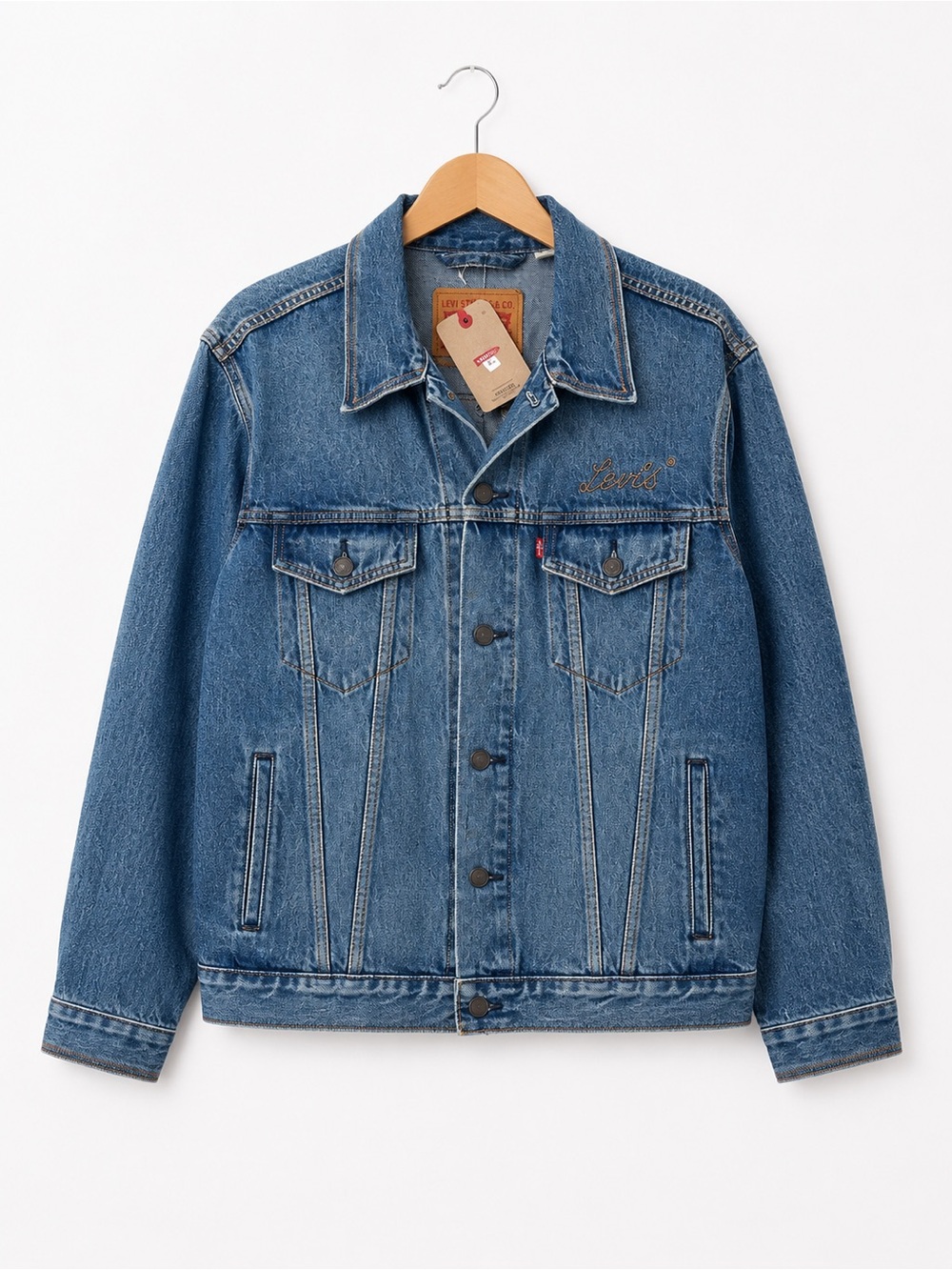 Levi’s Men’s Relaxed Trucker Denim Jacket Medium Blue Button Front 90s Classic